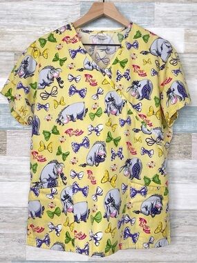 Disney Eeyore Mock Wrap Scrub Top